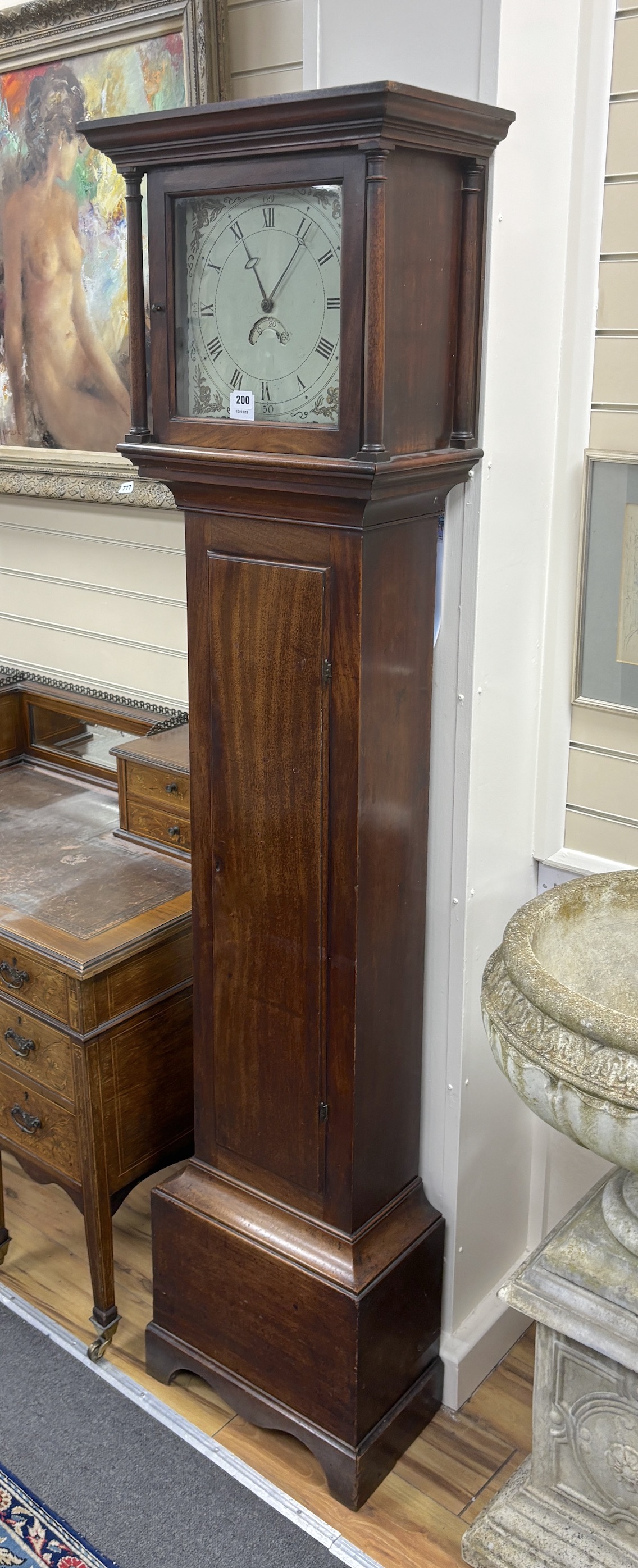 An early 19th century mahogany thirty hour longcase clock, height 191cm